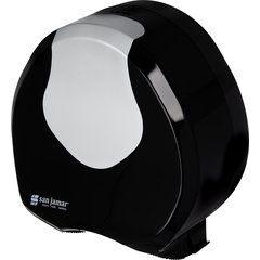 R2070BKSS Summit Single 9" Jumbo Bath Tissue Dispenser, 3.25" core, Black/Stainless Steel  - Chrome
