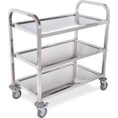 UC4031733 Stainless Steel 3 Shelf Utility Cart 33.4" x 15.6" - Stainless Steel