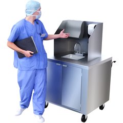 DXPL050114457B Mobile Hand Washing Station with Backsplash and Dispenser