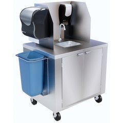 DXPL050114457B Mobile Hand Washing Station with Backsplash and Dispenser