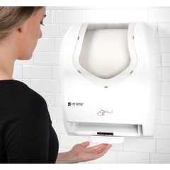 T8370WHCL Summit™ Hybrid Electronic Roll Towel Dispenser, White/Clear  - White