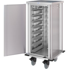 DXPTQC1T1D8 Dinex® Totally Quiet Compact Meal Delivery Cart - Single Door - 1 Tray Per Slide 8 Trays (1ea) - Stainless Steel