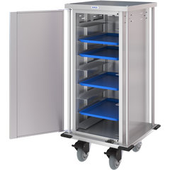 DXPTQC1T1D8 Dinex® Totally Quiet Compact Meal Delivery Cart - Single Door - 1 Tray Per Slide 8 Trays (1ea) - Stainless Steel