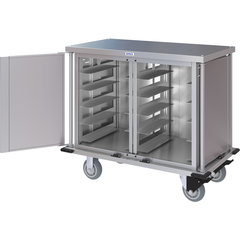 DXPTQC1T2D10 Dinex® Totally Quiet Compact Meal Delivery Cart - Double Doors - 1 Tray Per Slide 10 Trays (1ea) - Stainless Steel