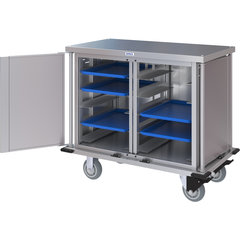 DXPTQC1T2D10 Dinex® Totally Quiet Compact Meal Delivery Cart - Double Doors - 1 Tray Per Slide 10 Trays (1ea) - Stainless Steel