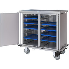 DXPTQC1T2D12 Dinex® Totally Quiet Compact Meal Delivery Cart - Double Doors - 1 Tray Per Slide 12 Trays (1ea) - Stainless Steel
