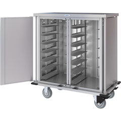 DXPTQC1T2D14 Dinex® Totally Quiet Compact Meal Delivery Cart - Double Doors - 1 Tray Per Slide 14 Trays (1ea) - Stainless Steel