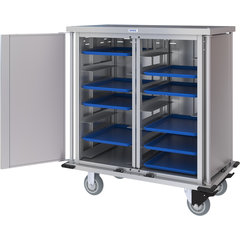 DXPTQC1T2D14 Dinex® Totally Quiet Compact Meal Delivery Cart - Double Doors - 1 Tray Per Slide 14 Trays (1ea) - Stainless Steel