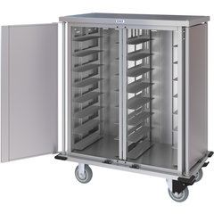 DXPTQC1T2D16 Dinex® Totally Quiet Compact Meal Delivery Cart - Double Doors - 1 Tray Per Slide 16 Trays (1ea) - Stainless Steel