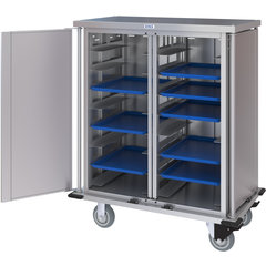 DXPTQC1T2D16 Dinex® Totally Quiet Compact Meal Delivery Cart - Double Doors - 1 Tray Per Slide 16 Trays (1ea) - Stainless Steel