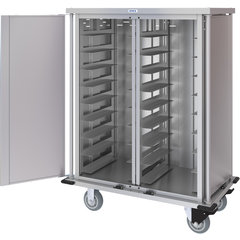 DXPTQC1T2D18 Dinex® Totally Quiet Compact Meal Delivery Cart - Double Doors - 1 Tray Per Slide 18 Trays (1ea) - Stainless Steel