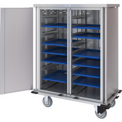 DXPTQC1T2D18 Dinex® Totally Quiet Compact Meal Delivery Cart - Double Doors - 1 Tray Per Slide 18 Trays (1ea) - Stainless Steel