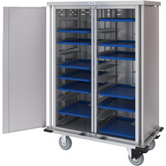 DXPTQC1T2D20 Dinex® Totally Quiet Compact Meal Delivery Cart - Double Doors - 1 Tray Per Slide 20 Trays (1ea) - Stainless Steel