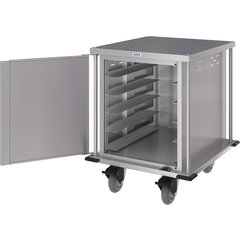 DXPTQC2T1D10 Dinex® Totally Quiet Compact Meal Delivery Cart - Single Door - 2 Trays Per Slide 10 Trays (1ea) - Stainless Steel