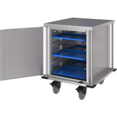 DXPTQC2T1D10 Dinex® Totally Quiet Compact Meal Delivery Cart - Single Door - 2 Trays Per Slide 10 Trays (1ea) - Stainless Steel