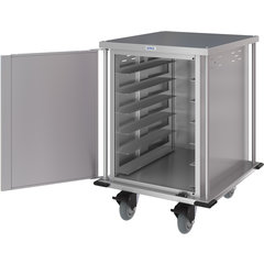 DXPTQC2T1D12 Dinex® Totally Quiet Compact Meal Delivery Cart - Single Door - 2 Trays Per Slide 12 Trays (1ea) - Stainless Steel