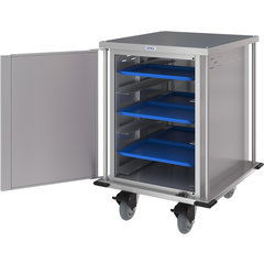 DXPTQC2T1D12 Dinex® Totally Quiet Compact Meal Delivery Cart - Single Door - 2 Trays Per Slide 12 Trays (1ea) - Stainless Steel