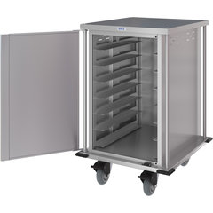 DXPTQC2T1D14 Dinex® Totally Quiet Compact Meal Delivery Cart - Single Door - 2 Trays Per Slide 14 Trays (1ea) - Stainless Steel
