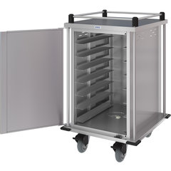DXPTQC2T1D14 Dinex® Totally Quiet Compact Meal Delivery Cart - Single Door - 2 Trays Per Slide 14 Trays (1ea) - Stainless Steel
