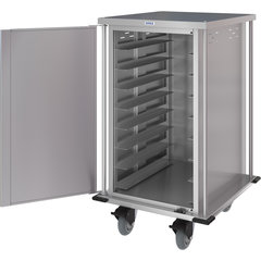 DXPTQC2T1D16 Dinex® Totally Quiet Compact Meal Delivery Cart - Single Door - 2 Trays Per Slide 16 Trays (1ea) - Stainless Steel