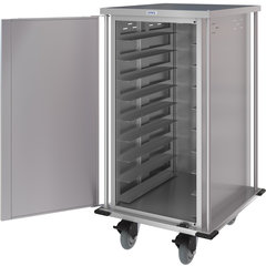 DXPTQC2T1D18 Dinex® Totally Quiet Compact Meal Delivery Cart - Single Door - 2 Trays Per Slide 18 Trays (1ea) - Stainless Steel
