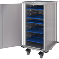 DXPTQC2T1D18 Dinex® Totally Quiet Compact Meal Delivery Cart - Single Door - 2 Trays Per Slide 18 Trays (1ea) - Stainless Steel