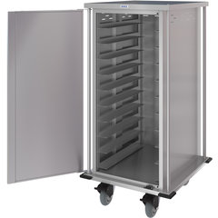 DXPTQC2T1D20 Dinex® Totally Quiet Compact Meal Delivery Cart - Single Door - 2 Trays Per Slide 20 Trays (1ea) - Stainless Steel
