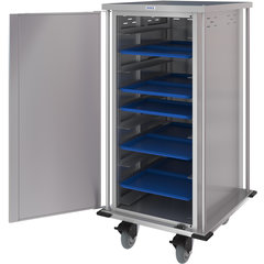 DXPTQC2T1D20 Dinex® Totally Quiet Compact Meal Delivery Cart - Single Door - 2 Trays Per Slide 20 Trays (1ea) - Stainless Steel