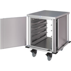 DXPTQC2T1DPT10 Dinex® Totally Quiet Compact Meal Delivery Cart - Single Door - 2 Trays Per Slide 10 Trays (1ea) - Stainless Steel