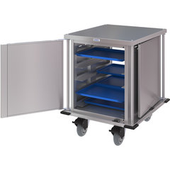 DXPTQC2T1DPT10 Dinex® Totally Quiet Compact Meal Delivery Cart - Single Door - 2 Trays Per Slide 10 Trays (1ea) - Stainless Steel
