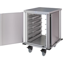 DXPTQC2T1DPT12 Dinex® Totally Quiet Compact Meal Delivery Cart - Single Door - 2 Trays Per Slide 12 Trays (1ea) - Stainless Steel