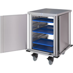 DXPTQC2T1DPT12 Dinex® Totally Quiet Compact Meal Delivery Cart - Single Door - 2 Trays Per Slide 12 Trays (1ea) - Stainless Steel