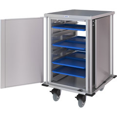 DXPTQC2T1DPT14 Dinex® Totally Quiet Compact Meal Delivery Cart - Single Door - 2 Trays Per Slide 14 Trays (1ea) - Stainless Steel