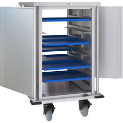 DXPTQC2T1DPT14 Dinex® Totally Quiet Compact Meal Delivery Cart - Single Door - 2 Trays Per Slide 14 Trays (1ea) - Stainless Steel