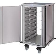 DXPTQC2T1DPT16 Dinex® Totally Quiet Compact Meal Delivery Cart - Single Door - 2 Trays Per Slide 16 Trays (1ea) - Stainless Steel