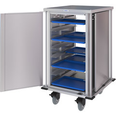 DXPTQC2T1DPT16 Dinex® Totally Quiet Compact Meal Delivery Cart - Single Door - 2 Trays Per Slide 16 Trays (1ea) - Stainless Steel