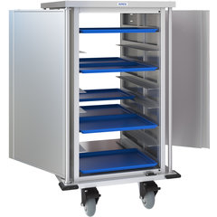 DXPTQC2T1DPT16 Dinex® Totally Quiet Compact Meal Delivery Cart - Single Door - 2 Trays Per Slide 16 Trays (1ea) - Stainless Steel