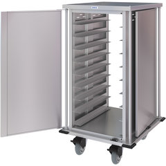 DXPTQC2T1DPT18 Dinex® Totally Quiet Compact Meal Delivery Cart - Single Door - 2 Trays Per Slide 18 Trays (1ea) - Stainless Steel