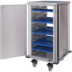 DXPTQC2T1DPT18 Dinex® Totally Quiet Compact Meal Delivery Cart - Single Door - 2 Trays Per Slide 18 Trays (1ea) - Stainless Steel