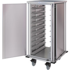 DXPTQC2T1DPT20 Dinex® Totally Quiet Compact Meal Delivery Cart - Single Door - 2 Trays Per Slide 20 Trays (1ea) - Stainless Steel