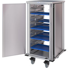 DXPTQC2T1DPT20 Dinex® Totally Quiet Compact Meal Delivery Cart - Single Door - 2 Trays Per Slide 20 Trays (1ea) - Stainless Steel