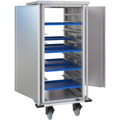 DXPTQC2T1DPT20 Dinex® Totally Quiet Compact Meal Delivery Cart - Single Door - 2 Trays Per Slide 20 Trays (1ea) - Stainless Steel
