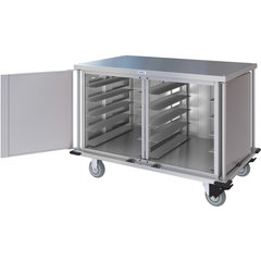 DXPTQC2T2D20 Dinex® Totally Quiet Compact Meal Delivery Cart - Double Doors - 2 Trays Per Slide 20 Trays (1ea) - Stainless Steel