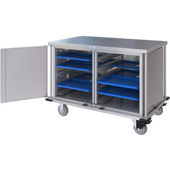 DXPTQC2T2D20 Dinex® Totally Quiet Compact Meal Delivery Cart - Double Doors - 2 Trays Per Slide 20 Trays (1ea) - Stainless Steel