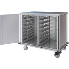 DXPTQC2T2D28 Dinex® Totally Quiet Compact Meal Delivery Cart - Double Doors - 2 Trays Per Slide 28 Trays (1ea) - Stainless Steel
