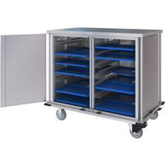 DXPTQC2T2D28 Dinex® Totally Quiet Compact Meal Delivery Cart - Double Doors - 2 Trays Per Slide 28 Trays (1ea) - Stainless Steel