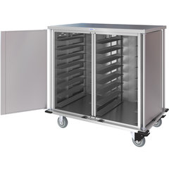 DXPTQC2T2D32 Dinex® Totally Quiet Compact Meal Delivery Cart - Double Doors - 2 Trays Per Slide 32 Trays (1ea) - Stainless Steel