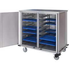 DXPTQC2T2D32 Dinex® Totally Quiet Compact Meal Delivery Cart - Double Doors - 2 Trays Per Slide 32 Trays (1ea) - Stainless Steel