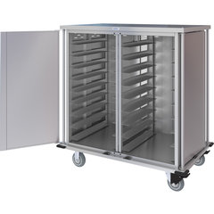 DXPTQC2T2D36 Dinex® Totally Quiet Compact Meal Delivery Cart - Double Doors - 2 Trays Per Slide 36 Trays (1ea) - Stainless Steel