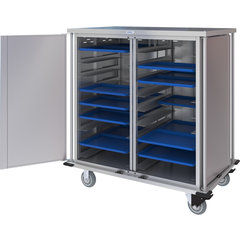 DXPTQC2T2D36 Dinex® Totally Quiet Compact Meal Delivery Cart - Double Doors - 2 Trays Per Slide 36 Trays (1ea) - Stainless Steel